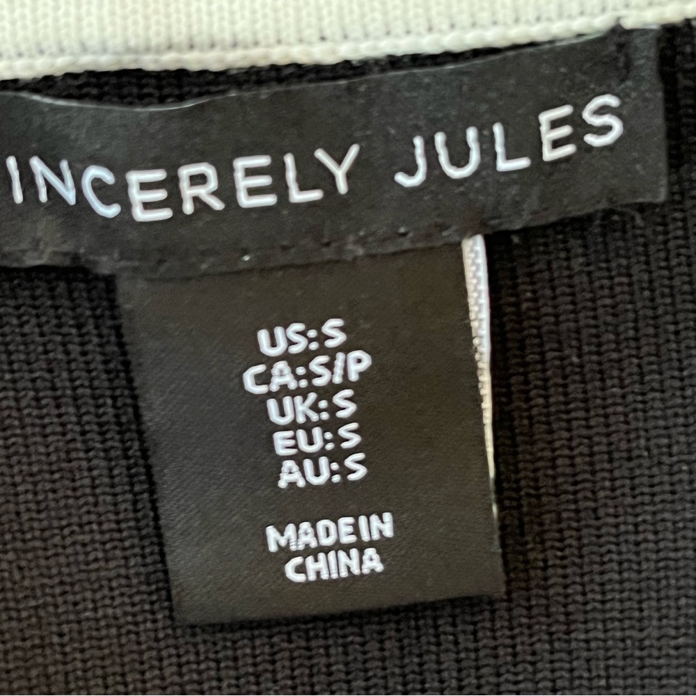 Sincerely Jules Black & Ivory Sleeveless Classic Knit Sheath Dress w Faux Pearl - Picture 7 of 8